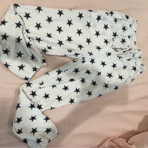 Star Patterned White Joggers